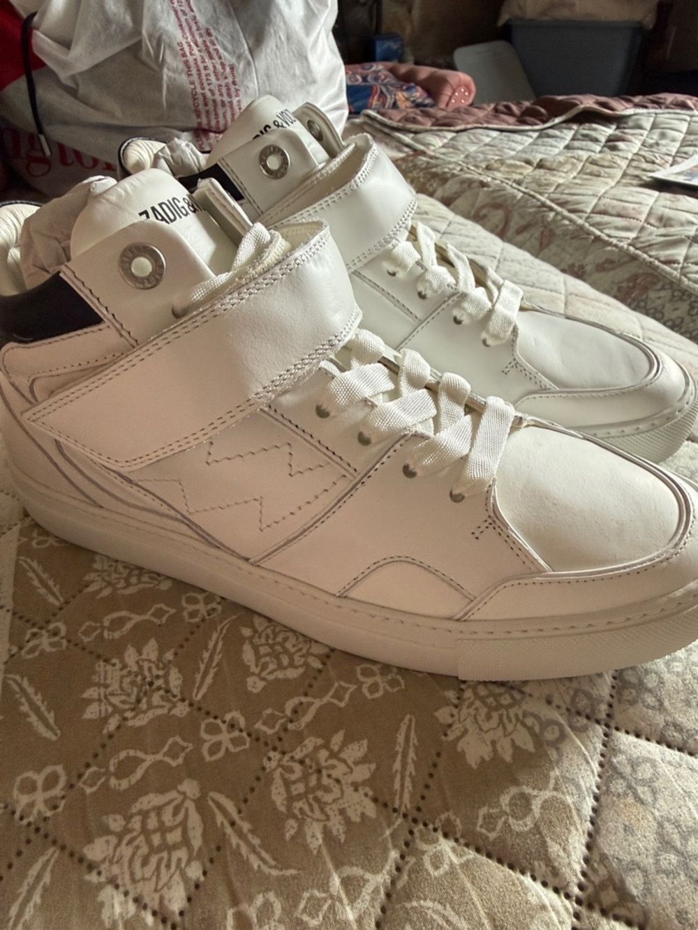 Zadig & Voltaire Women’s White High-Top Leather Sneakers NIB with dust bags